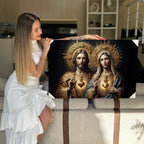 Quadro Decorativo Canvas Religioso Sagrado Coração de Jesus e Maria Horizontal