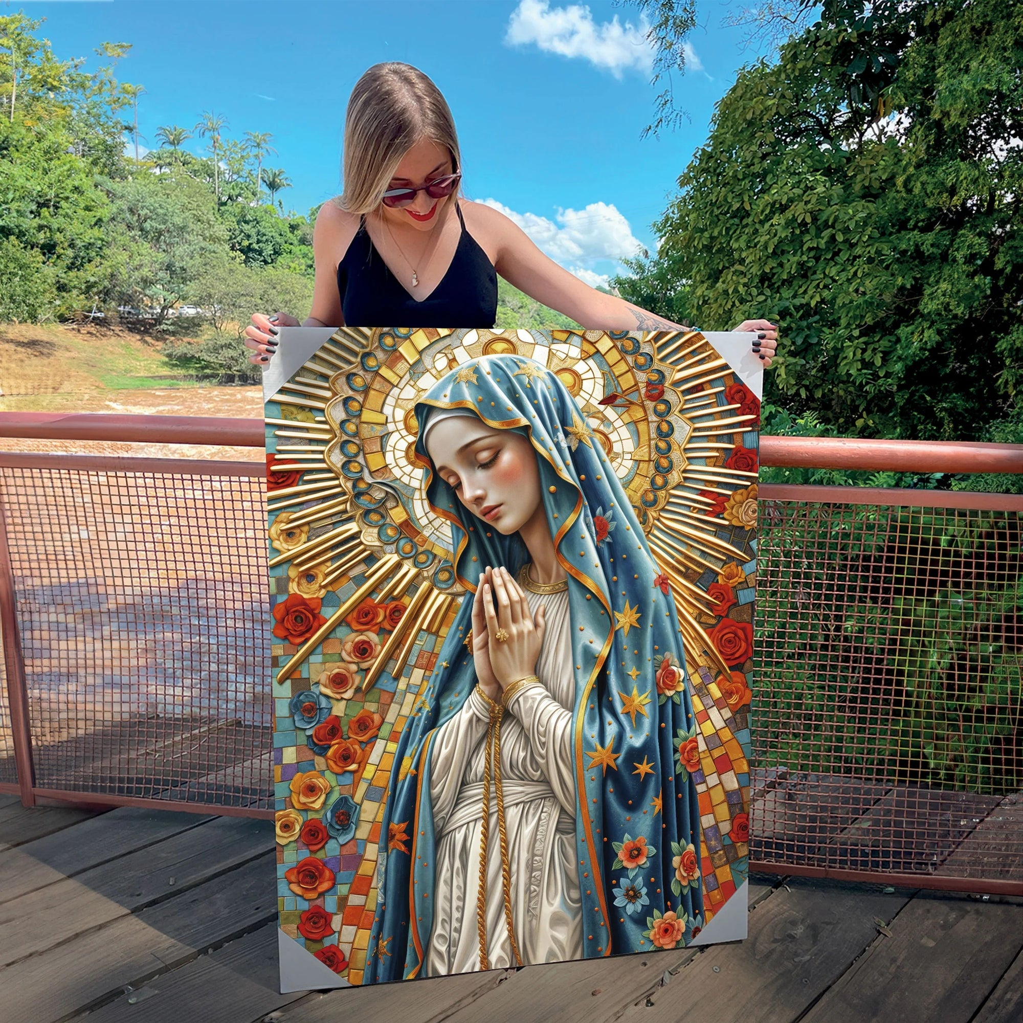 Quadro Decorativo Canvas Religioso Nossa Senhora de Guadalupe Vertical