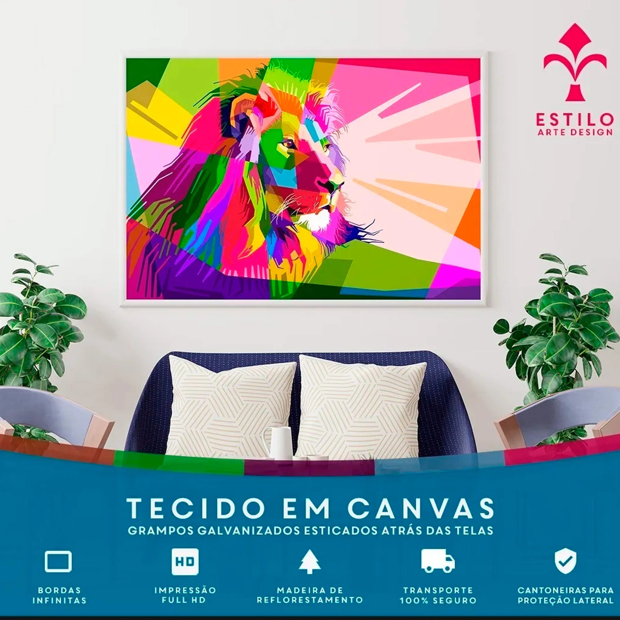 Quadro Decorativo Canvas Religioso Sagrado Coração de Jesus e Maria Horizontal