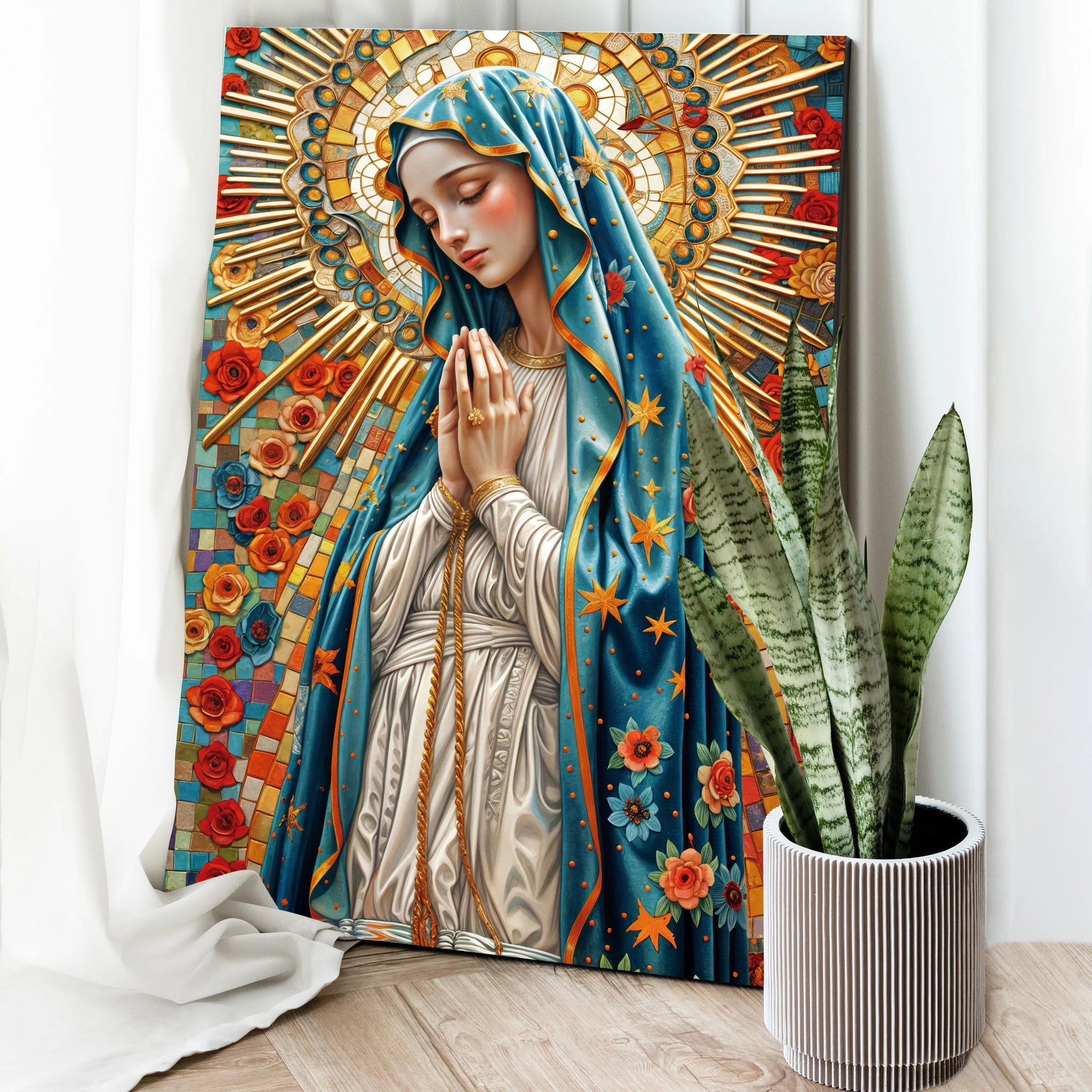 Quadro Decorativo Canvas Religioso Nossa Senhora de Guadalupe Vertical