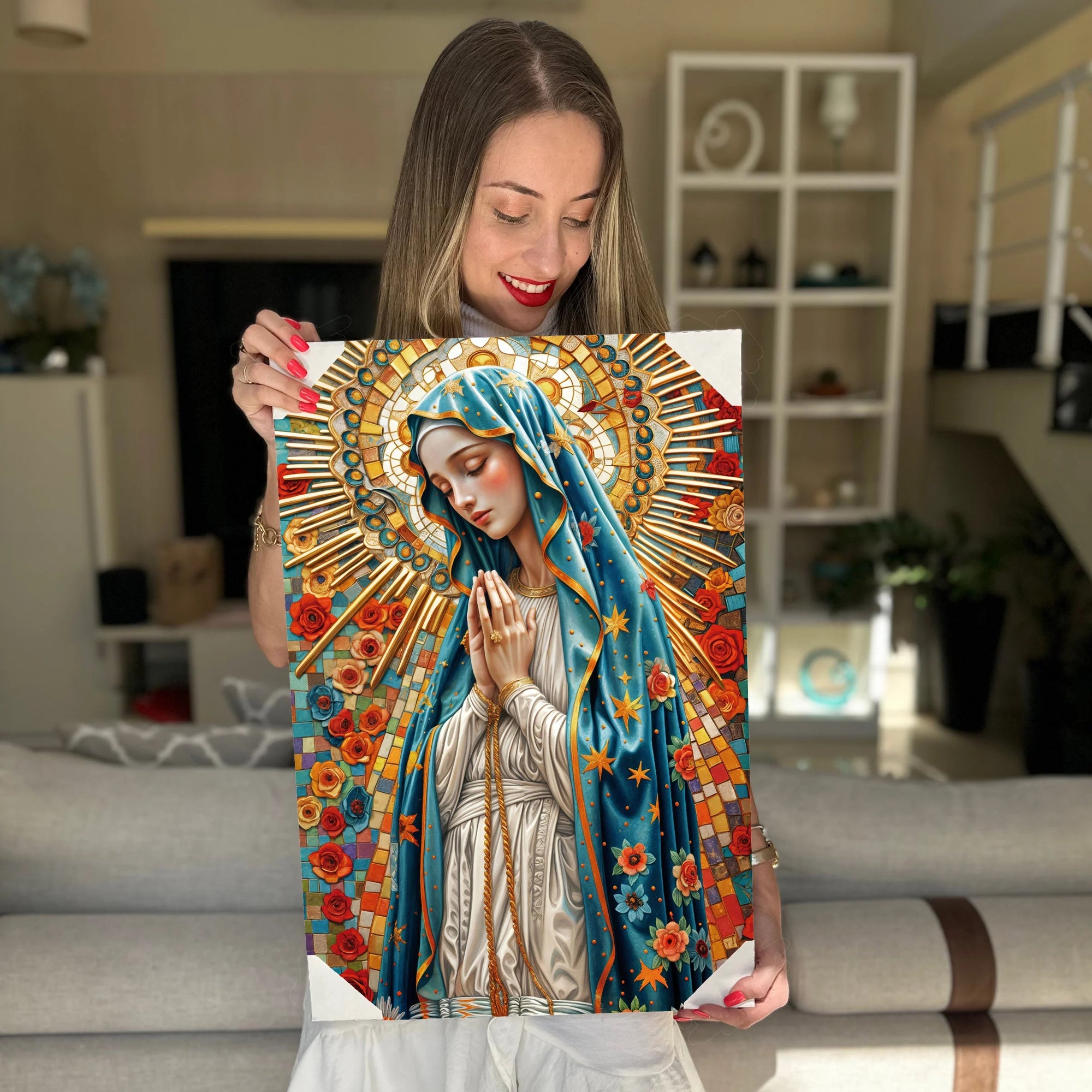 Quadro Decorativo Canvas Religioso Nossa Senhora de Guadalupe Vertical