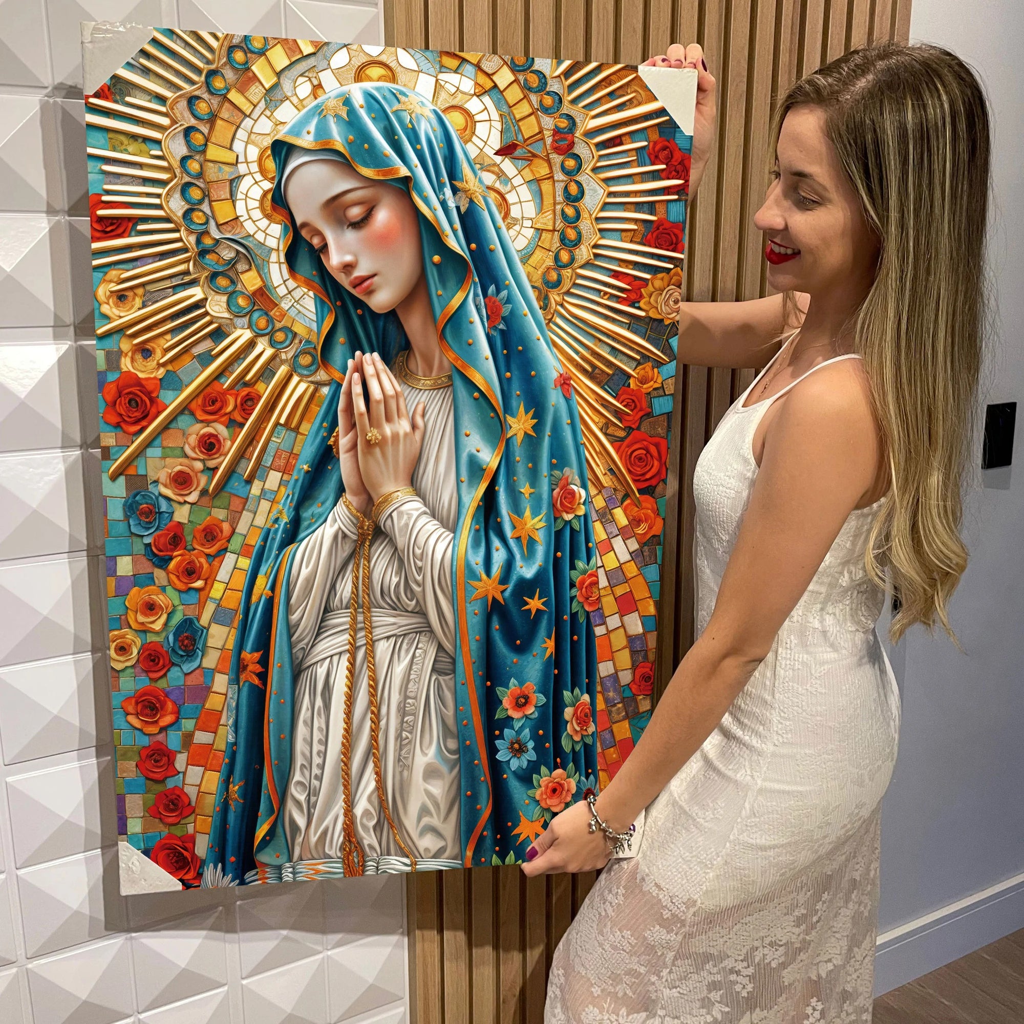 Quadro Decorativo Canvas Religioso Nossa Senhora de Guadalupe Vertical
